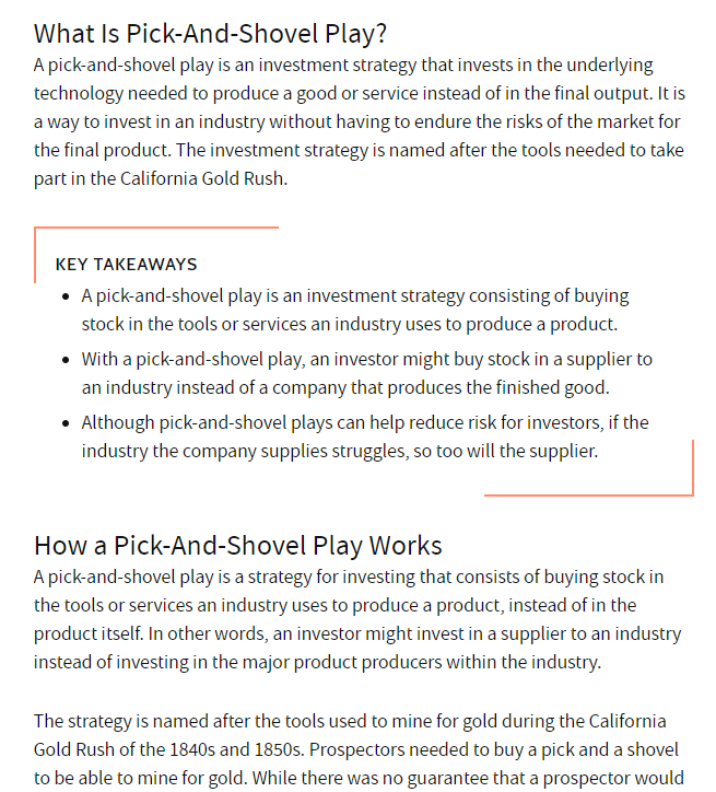 Pick and shovel play